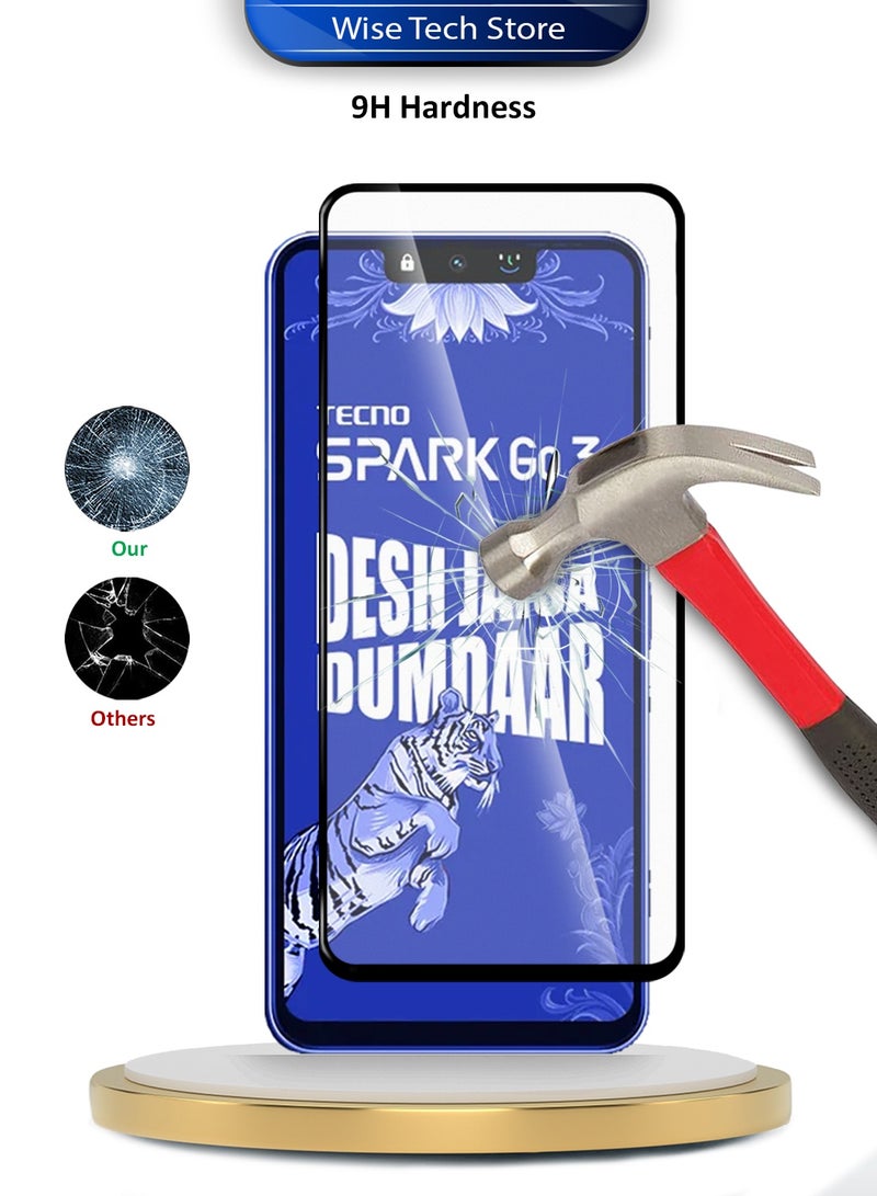 Wtech Tecno Spark Go 3 4G 2026 / TECNO GO 3 Premium E2E Series Full Glue Full Cover Tempered Glass Screen Protector (MSGECN) - Clear/Black - Image 3